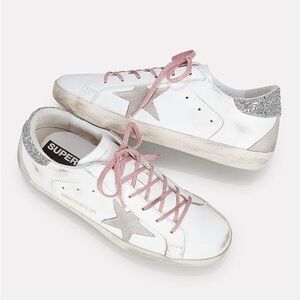 GOLDEN GOOSE | Superstar Pink Glitter Laces Low-Top Sneakers
